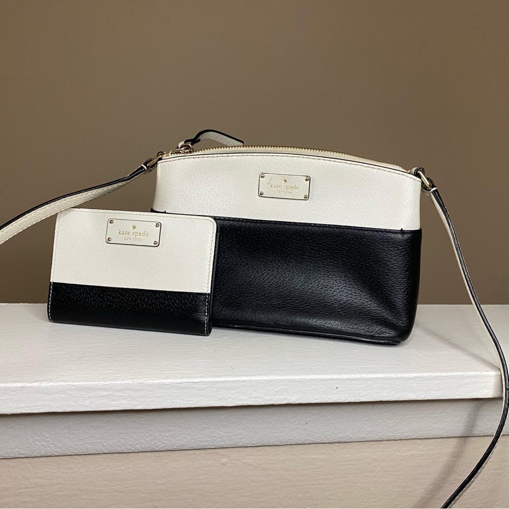 Kate Spade Black Cement Grove Street Millie Crossbody Bag and Wallet